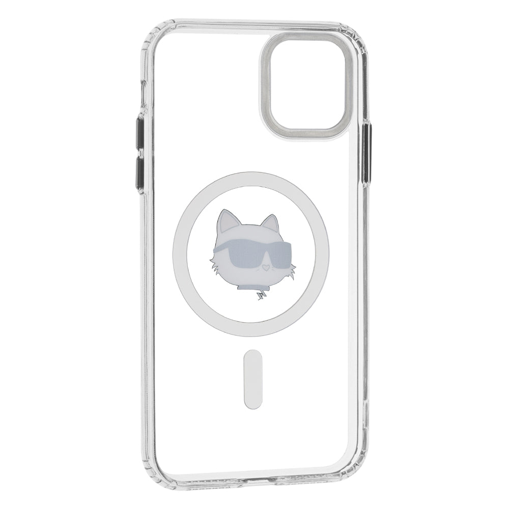 MagSafe hoes voor Apple iPhone 11, Karl Lagerfeld, IML Metal Choupette's Head, Wit