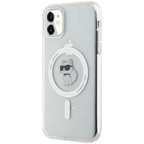 MagSafe hoes voor Apple iPhone 11, Karl Lagerfeld, IML Metal Choupette's Head, Wit