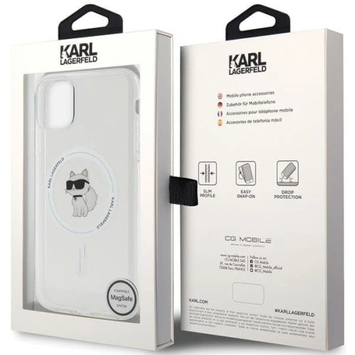 MagSafe hoes voor Apple iPhone 11, Karl Lagerfeld, IML Metal Choupette's Head, Wit