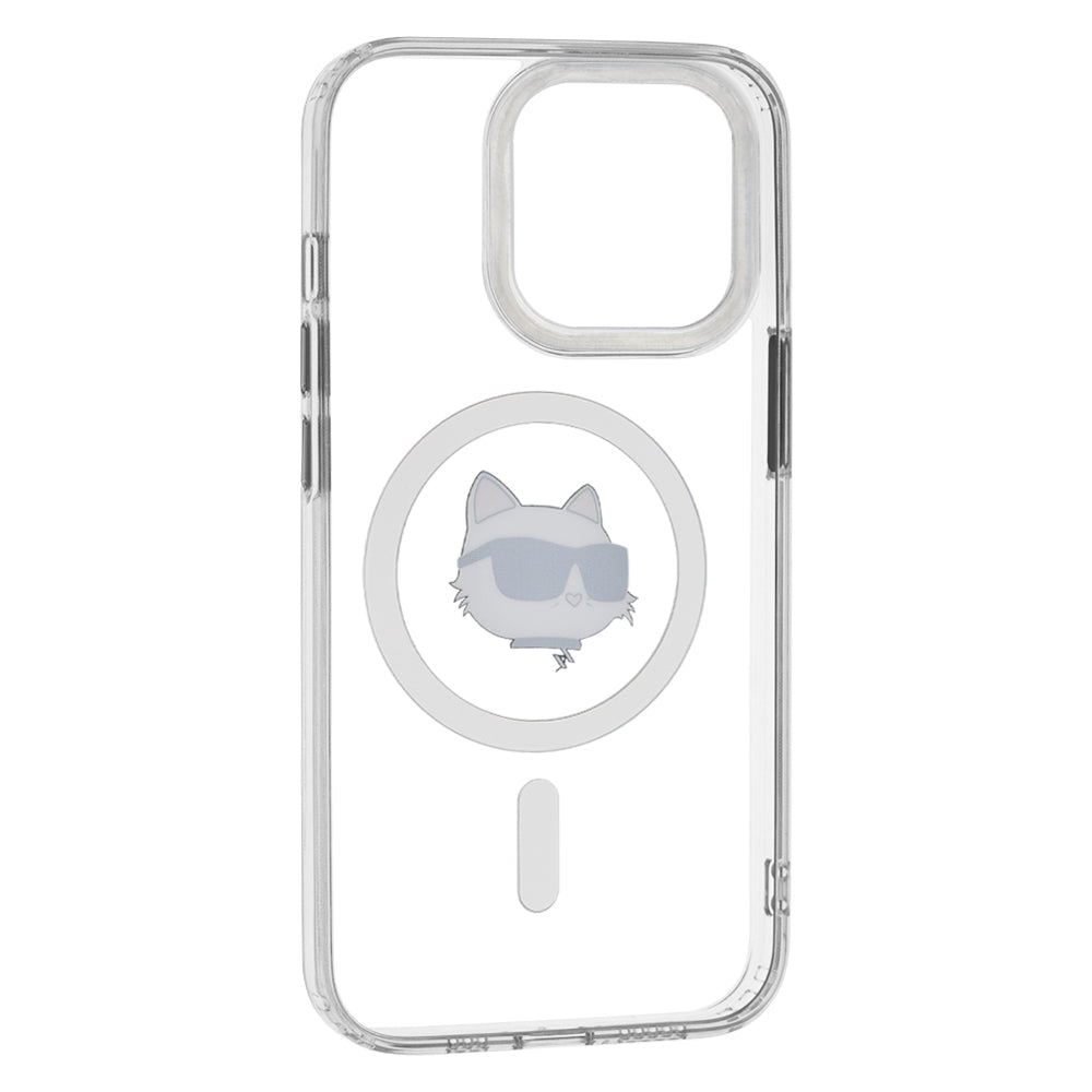 MagSafe hoesje voor Apple iPhone 13 Pro, Karl Lagerfeld, IML Metal Choupette's Head, Wit