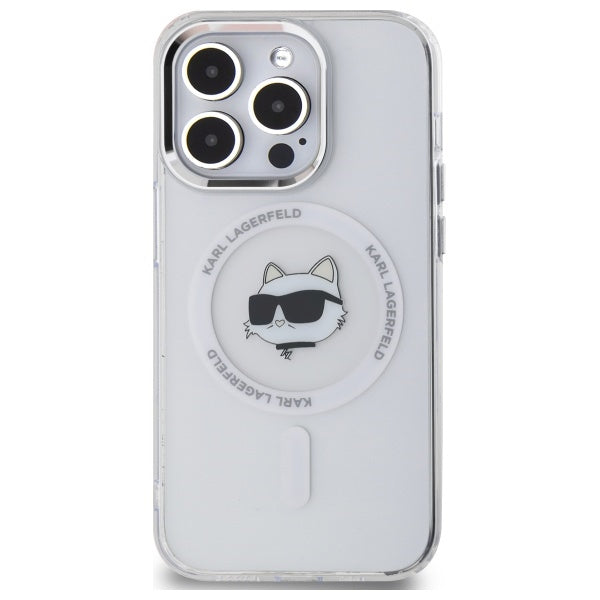 MagSafe hoesje voor Apple iPhone 13 Pro, Karl Lagerfeld, IML Metal Choupette's Head, Wit