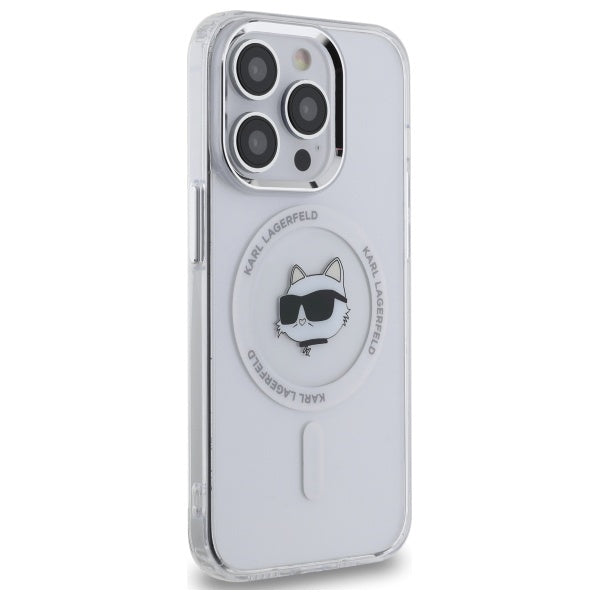 MagSafe hoesje voor Apple iPhone 13 Pro, Karl Lagerfeld, IML Metal Choupette's Head, Wit