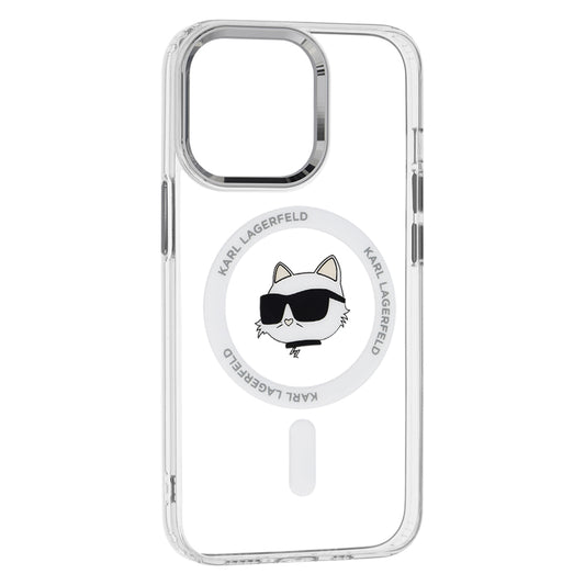 MagSafe hoesje voor Apple iPhone 13 Pro Max, Karl Lagerfeld, IML Metal Choupette's Head, Wit