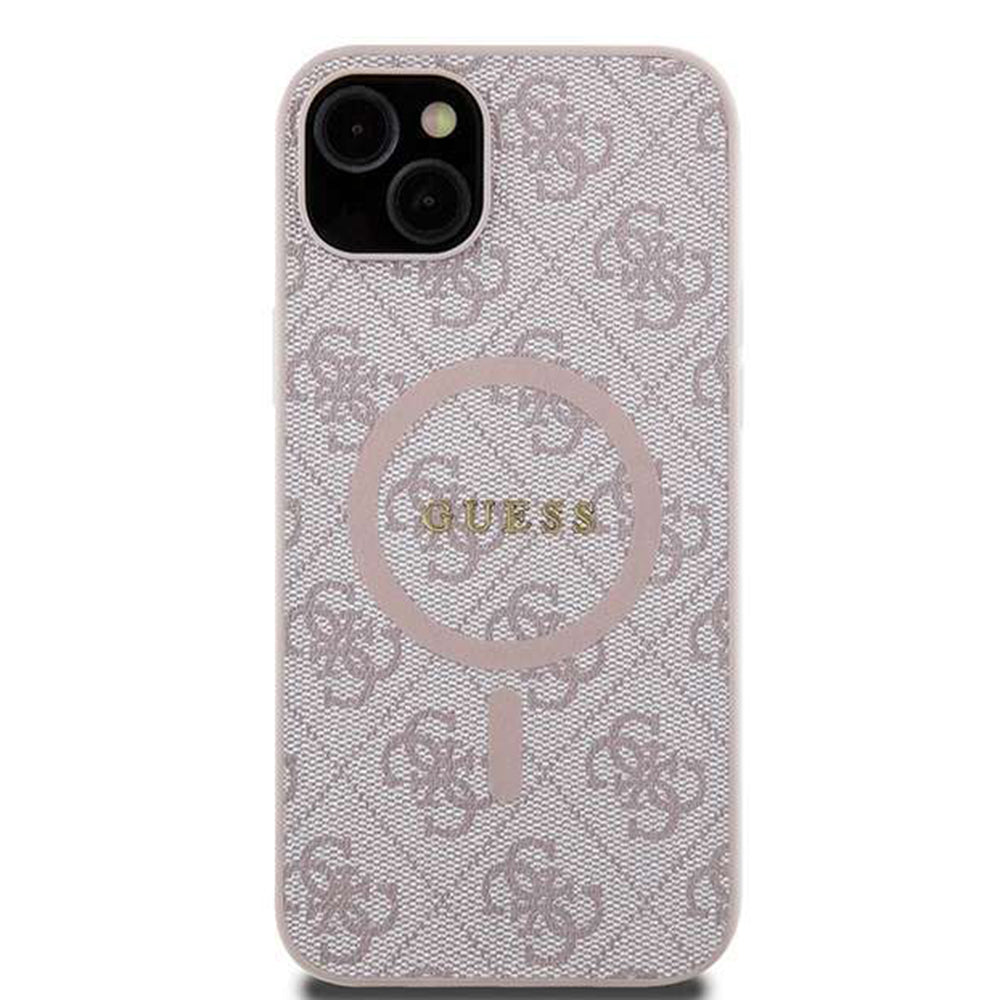 MagSafe hoesje voor Apple iPhone 14, Guess, 4G Ring Classic Logo, Roze