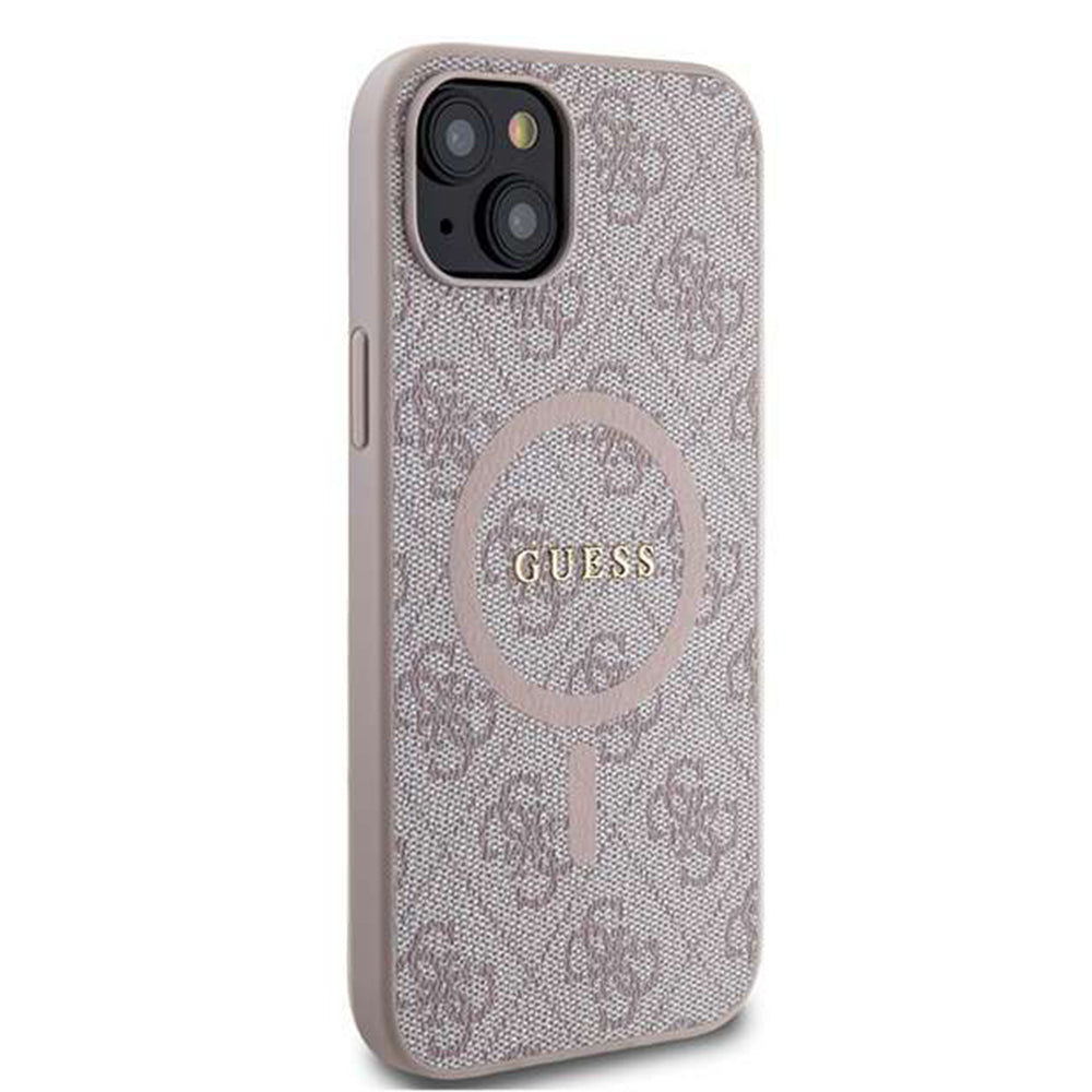 MagSafe hoesje voor Apple iPhone 14, Guess, 4G Ring Classic Logo, Roze