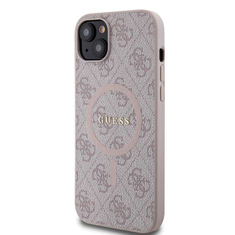 MagSafe hoesje voor Apple iPhone 14, Guess, 4G Ring Classic Logo, Roze