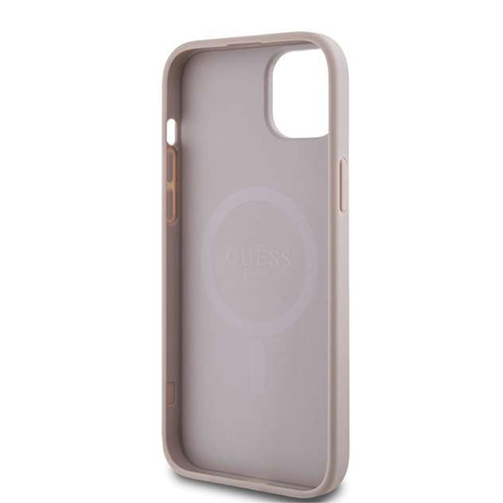 MagSafe hoesje voor Apple iPhone 14, Guess, 4G Ring Classic Logo, Roze