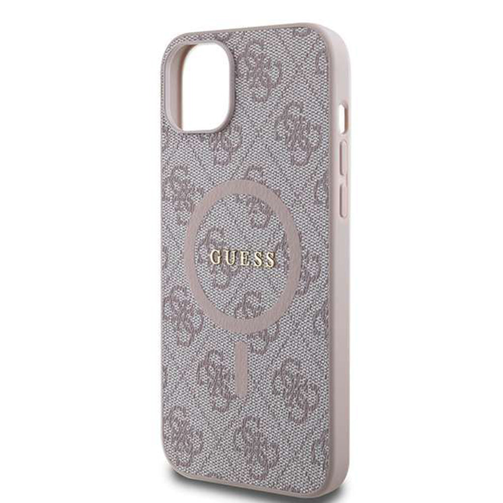 MagSafe hoesje voor Apple iPhone 14, Guess, 4G Ring Classic Logo, Roze