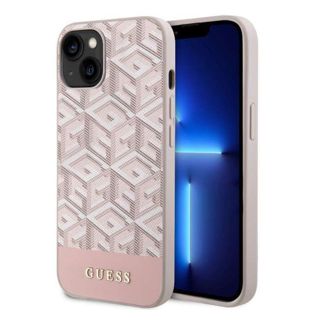 MagSafe hoesje voor Apple iPhone 14, Guess, GCube Stripes, Roze
