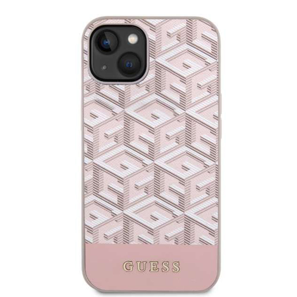 MagSafe hoesje voor Apple iPhone 14, Guess, GCube Stripes, Roze
