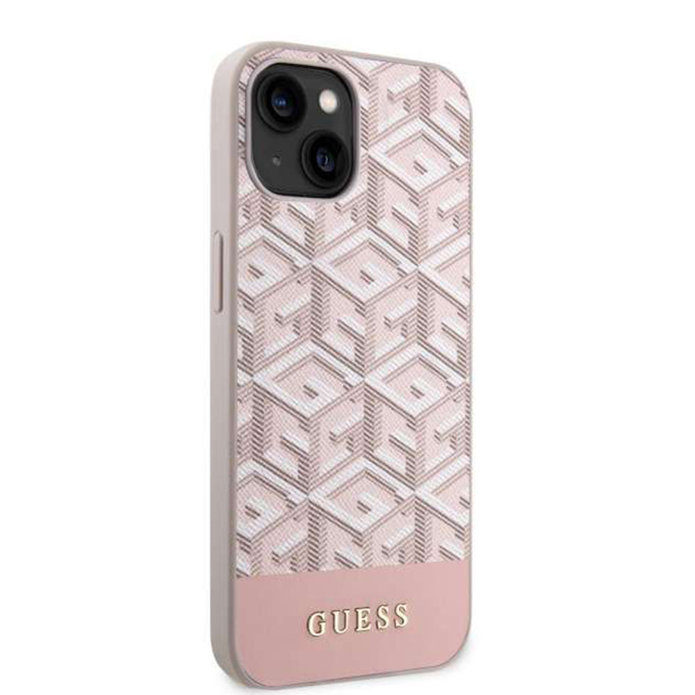 MagSafe hoesje voor Apple iPhone 14, Guess, GCube Stripes, Roze