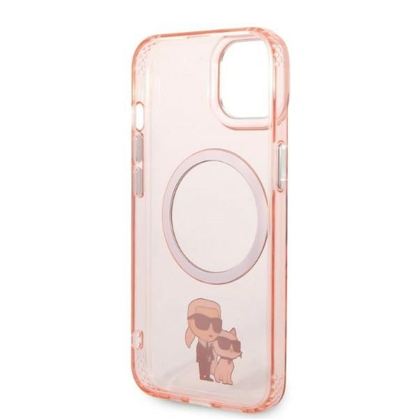 MagSafe hoesje voor Apple iPhone 14, Karl Lagerfeld, Ikonik Karl & Choupette, Roze
