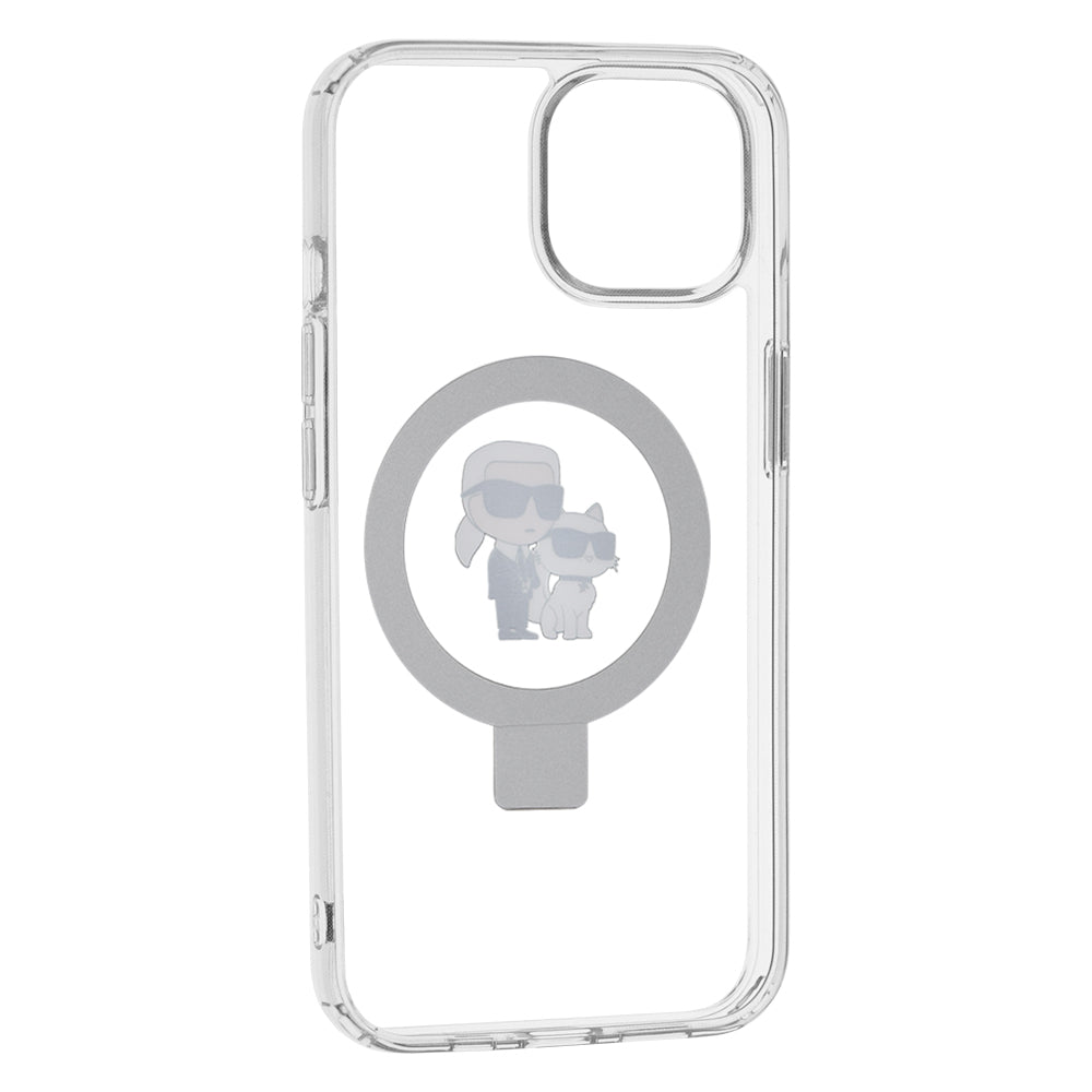 MagSafe hoes voor Apple iPhone 14, Karl Lagerfeld, Ring Stand Karl & Choupette, Wit