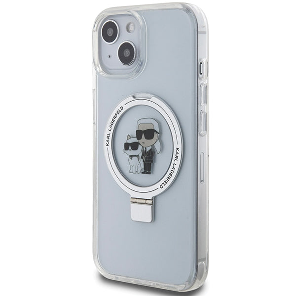 MagSafe hoes voor Apple iPhone 14, Karl Lagerfeld, Ring Stand Karl & Choupette, Wit