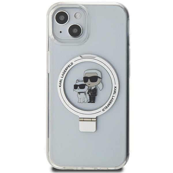MagSafe hoes voor Apple iPhone 14, Karl Lagerfeld, Ring Stand Karl & Choupette, Wit
