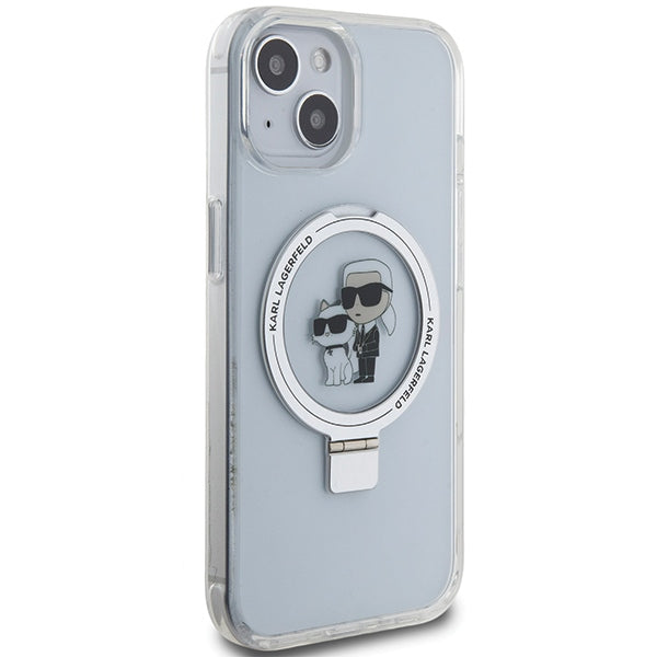 MagSafe hoes voor Apple iPhone 14, Karl Lagerfeld, Ring Stand Karl & Choupette, Wit