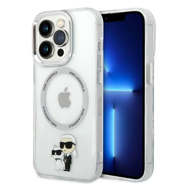 MagSafe hoes voor Apple iPhone 14 Pro, Karl Lagerfeld, Ikonik Karl & Choupette, Transparant