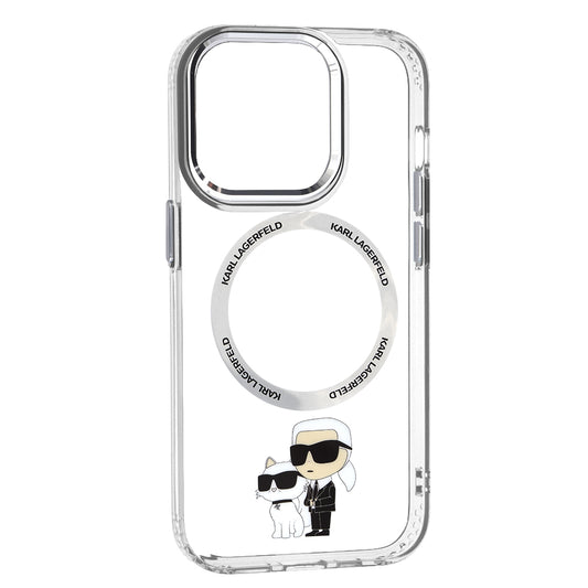 MagSafe hoes voor Apple iPhone 14 Pro, Karl Lagerfeld, Ikonik Karl & Choupette, Transparant