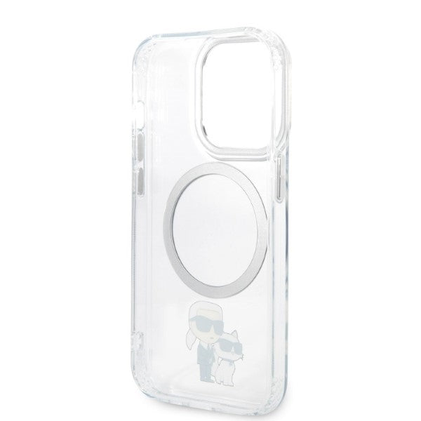 MagSafe hoes voor Apple iPhone 14 Pro, Karl Lagerfeld, Ikonik Karl & Choupette, Transparant