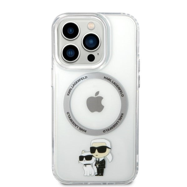 MagSafe hoes voor Apple iPhone 14 Pro, Karl Lagerfeld, Ikonik Karl & Choupette, Transparant