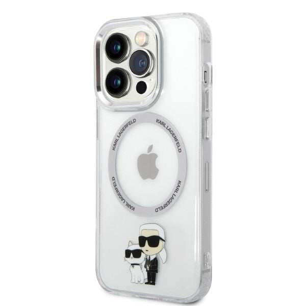 MagSafe hoes voor Apple iPhone 14 Pro, Karl Lagerfeld, Ikonik Karl & Choupette, Transparant