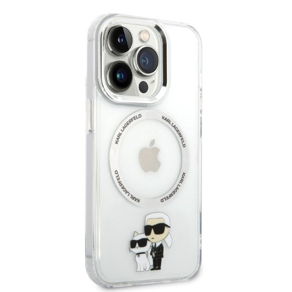 MagSafe hoes voor Apple iPhone 14 Pro, Karl Lagerfeld, Ikonik Karl & Choupette, Transparant