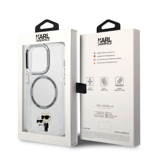 MagSafe hoes voor Apple iPhone 14 Pro, Karl Lagerfeld, Ikonik Karl & Choupette, Transparant