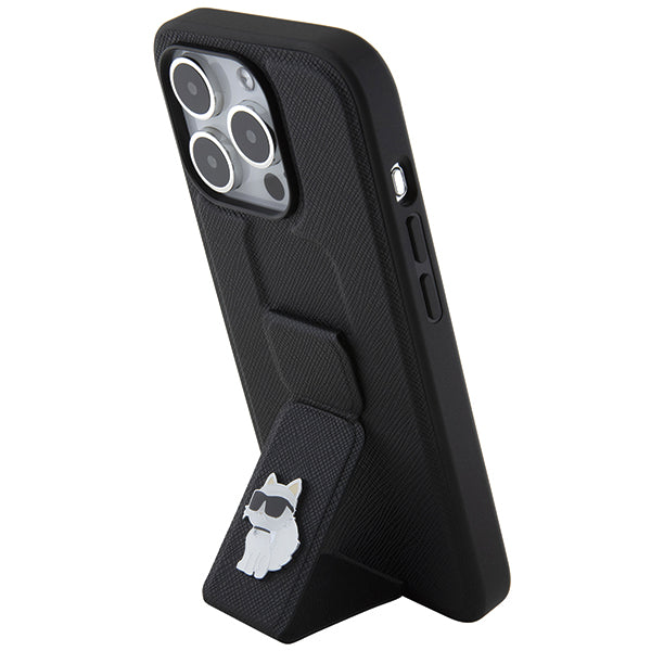 MagSafe Case for Apple iPhone 14 Pro, Karl Lagerfeld, Saffiano Gripstand Choupette, Black