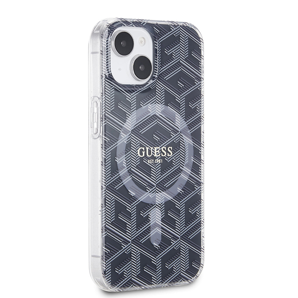 MagSafe hoesje voor Apple iPhone 15, Guess, IML Gcube, Zwart