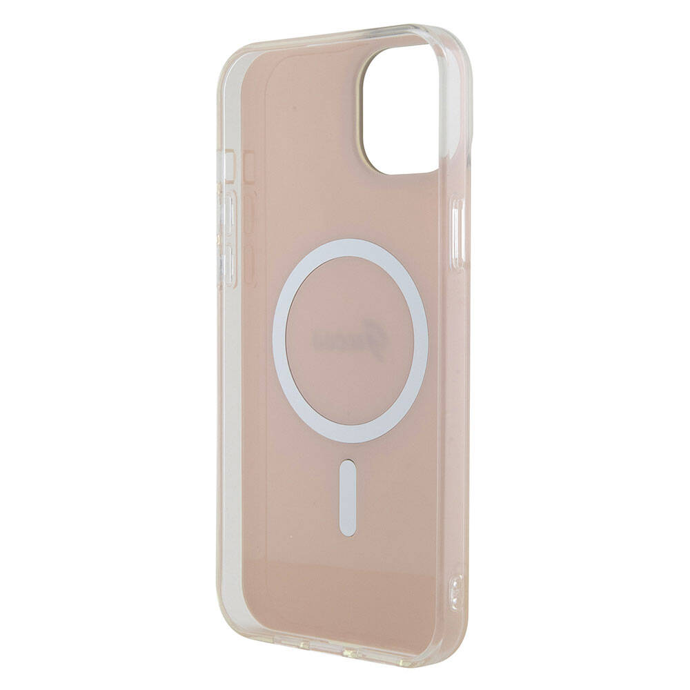 MagSafe hoesje voor Apple iPhone 15, Guess, IML Iridescent Script, Roze GUHMP15SHITSP