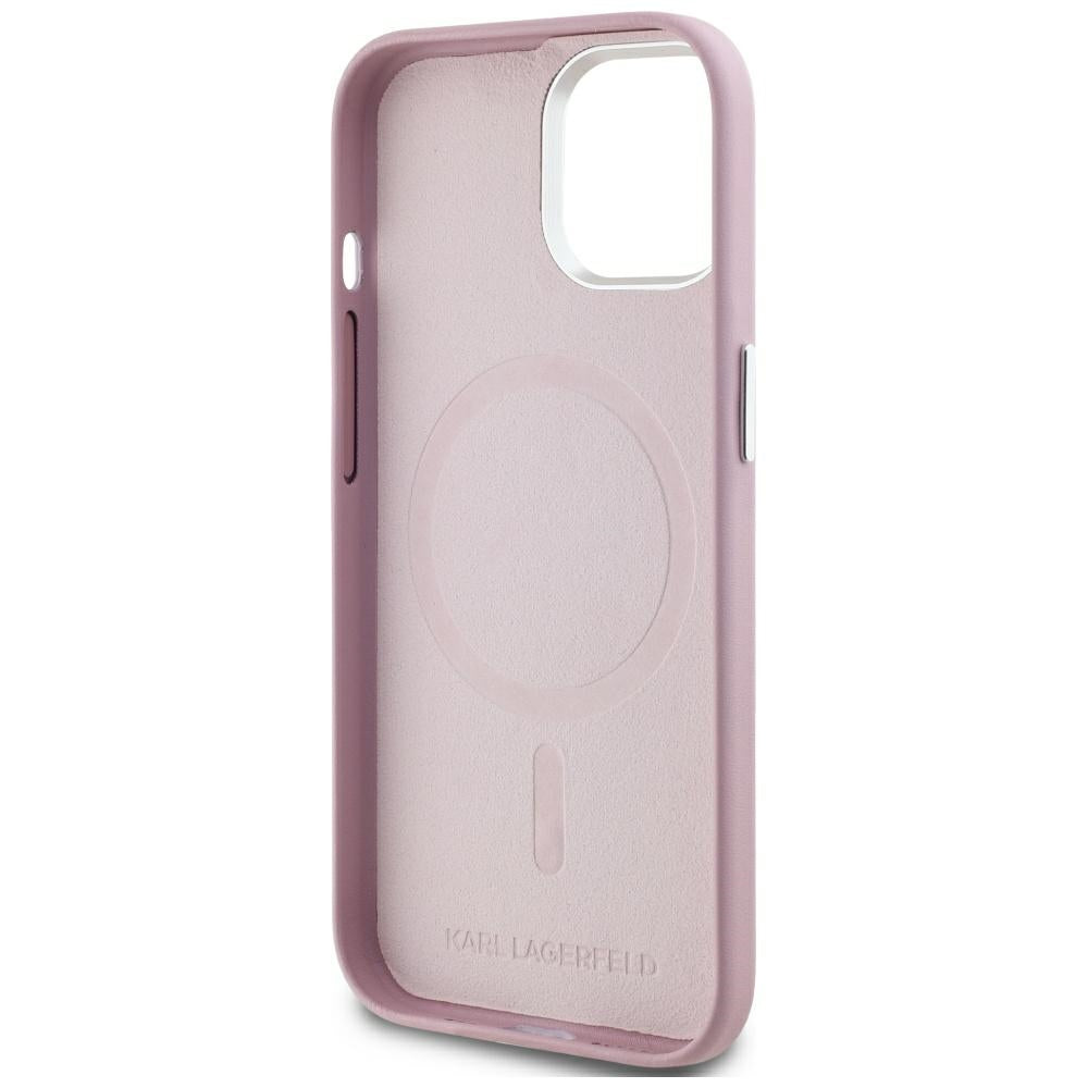 MagSafe hoes voor Apple iPhone 15, Karl Lagerfeld, FW Metal Plate, Roze