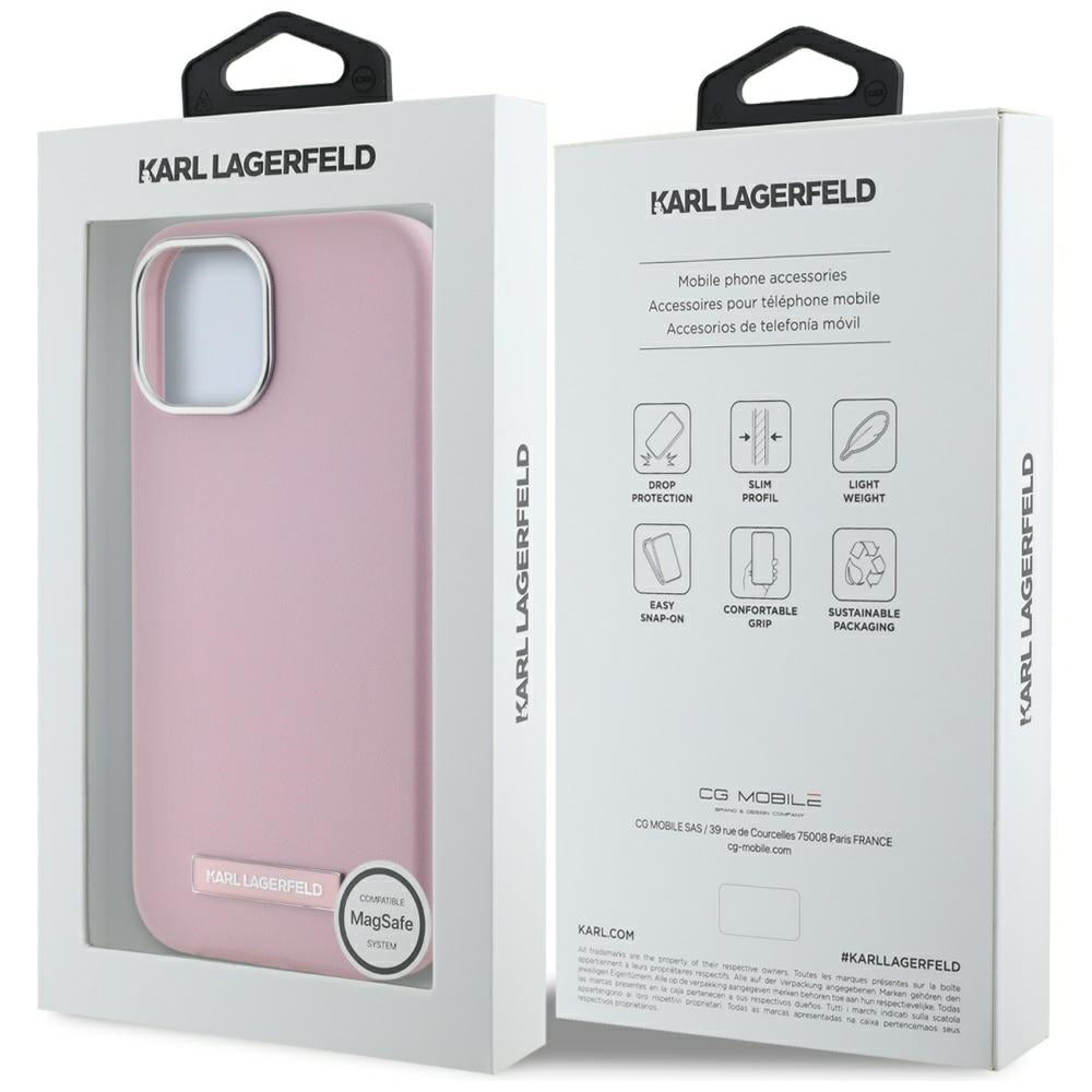 MagSafe hoes voor Apple iPhone 15, Karl Lagerfeld, FW Metal Plate, Roze