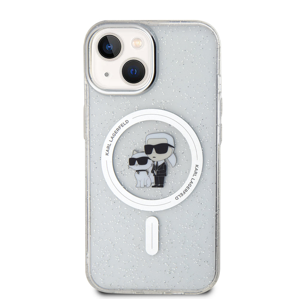 MagSafe hoes voor Apple iPhone 15, Karl Lagerfeld, Glitter, Transparant