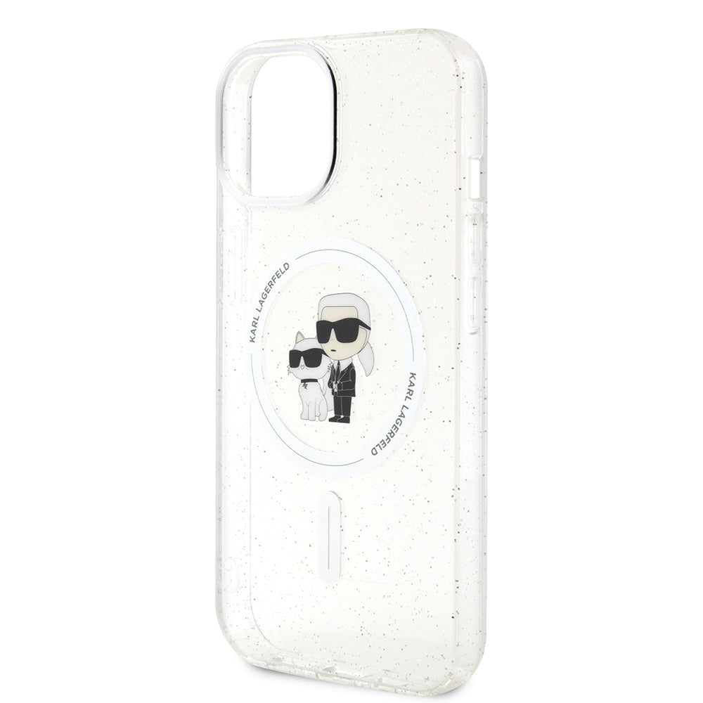 MagSafe hoes voor Apple iPhone 15, Karl Lagerfeld, Glitter, Transparant