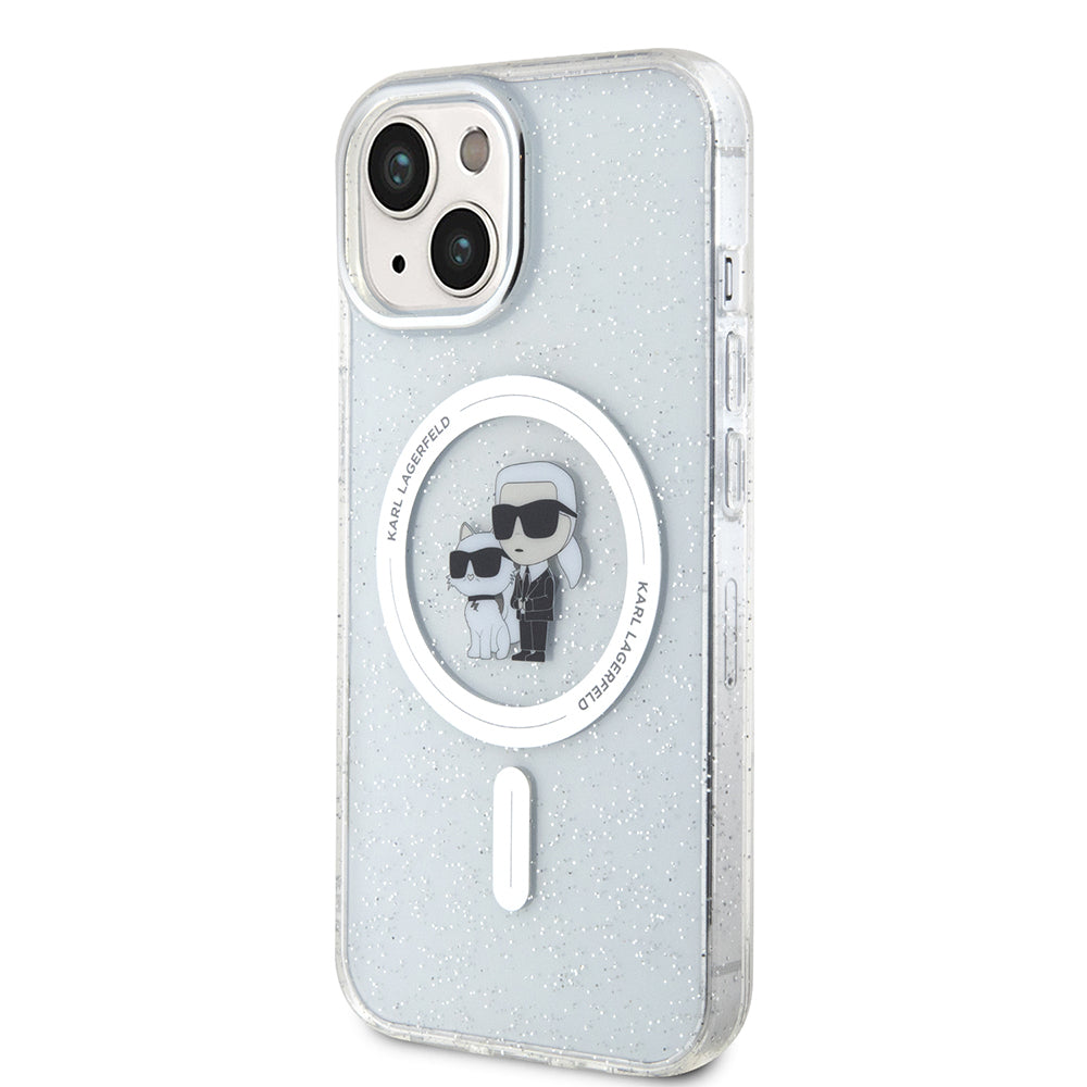 MagSafe hoes voor Apple iPhone 15, Karl Lagerfeld, Glitter, Transparant