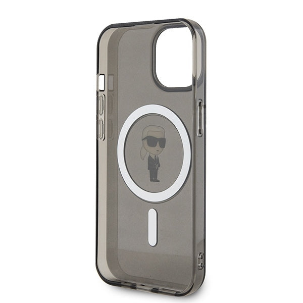 MagSafe hoes voor Apple iPhone 15, Karl Lagerfeld, IML Ikonik Karl, Zwart