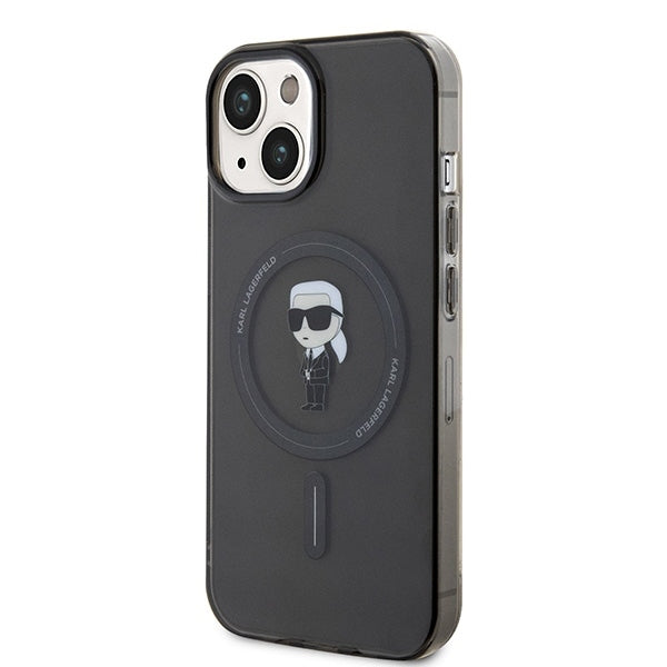 MagSafe hoes voor Apple iPhone 15, Karl Lagerfeld, IML Ikonik Karl, Zwart