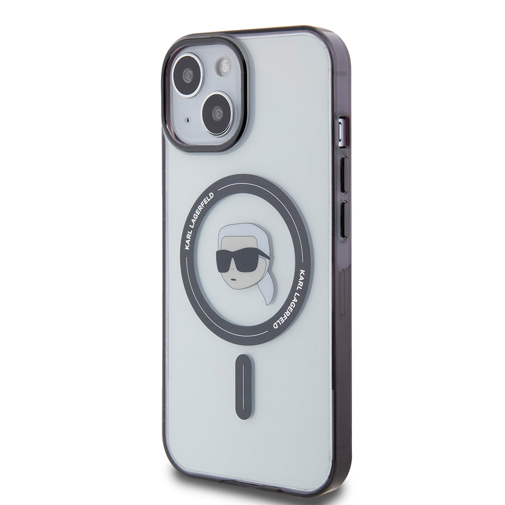 MagSafe hoesje voor Apple iPhone 15, Karl Lagerfeld, IML Karl's Head, Transparant