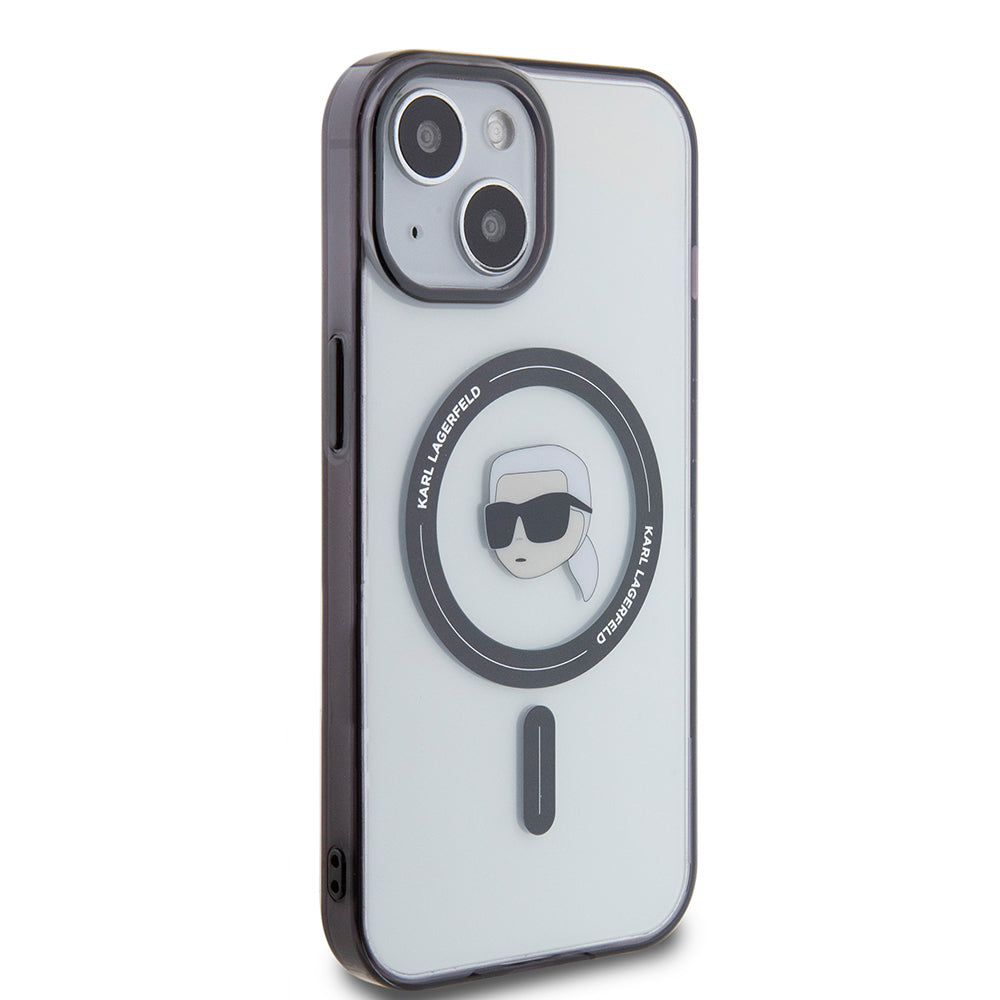 MagSafe hoesje voor Apple iPhone 15, Karl Lagerfeld, IML Karl's Head, Transparant