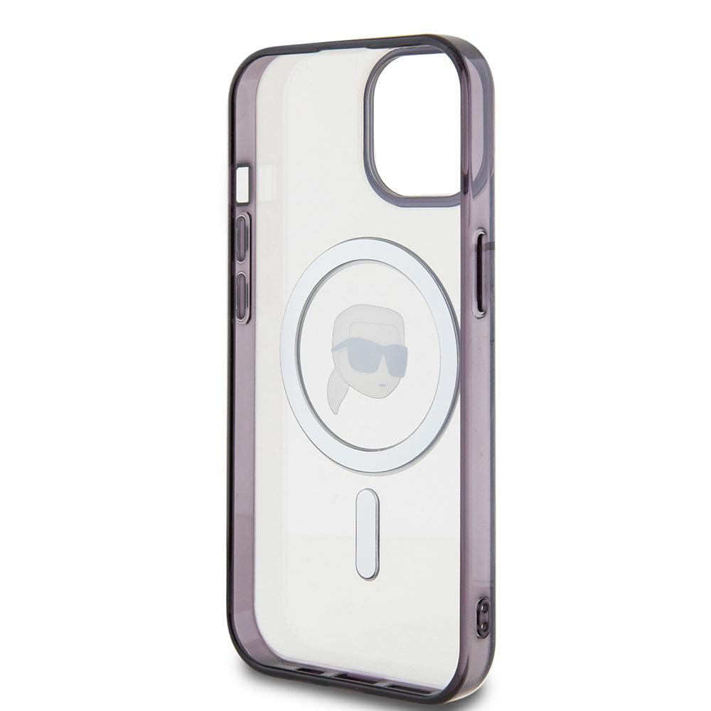 MagSafe hoesje voor Apple iPhone 15, Karl Lagerfeld, IML Karl's Head, Transparant