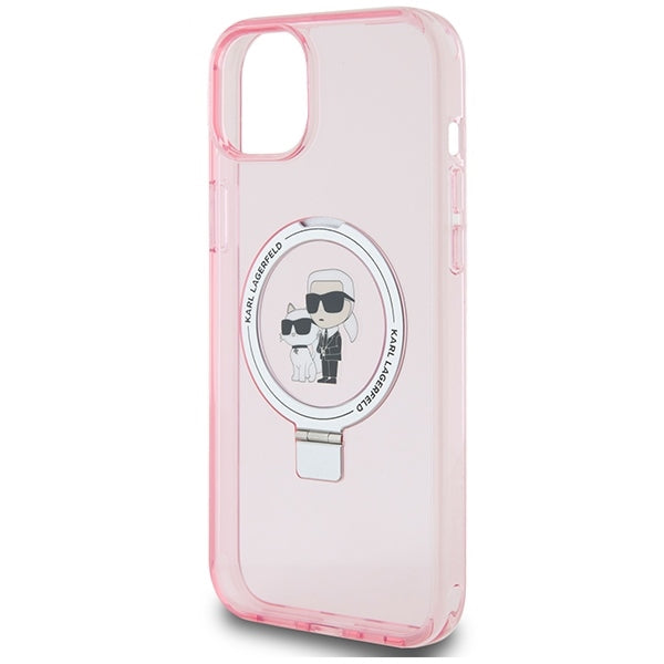 MagSafe hoes voor Apple iPhone 15, Karl Lagerfeld, Ring Stand Karl & Choupette, Roze