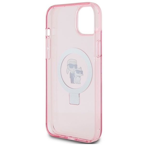 MagSafe hoes voor Apple iPhone 15, Karl Lagerfeld, Ring Stand Karl & Choupette, Roze
