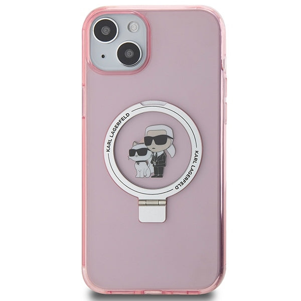 MagSafe hoes voor Apple iPhone 15, Karl Lagerfeld, Ring Stand Karl & Choupette, Roze