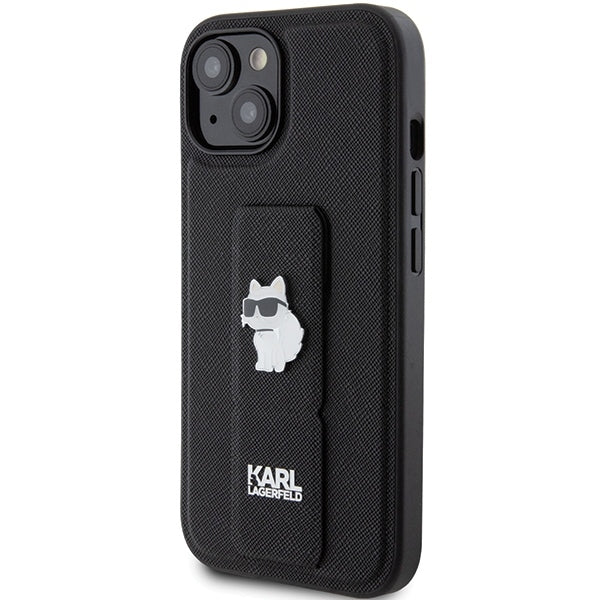 MagSafe hoes voor Apple iPhone 15, Karl Lagerfeld, Saffiano Gripstand Choupette, Zwart