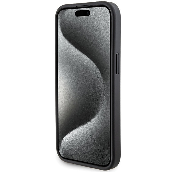 MagSafe hoes voor Apple iPhone 15, Karl Lagerfeld, Saffiano Gripstand Karl & Choupette, Zwart