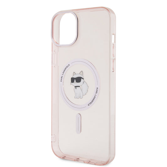 MagSafe hoesje voor Apple iPhone 15 Plus / 14 Plus, Karl Lagerfeld, IML Choupette, Roze