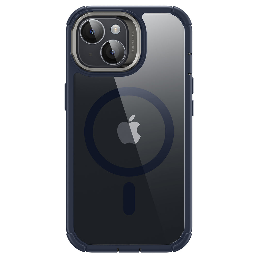 MagSafe hoes voor Apple iPhone 15 Plus, ESR, Armor Tough Kickstand, Transparant Marineblauw