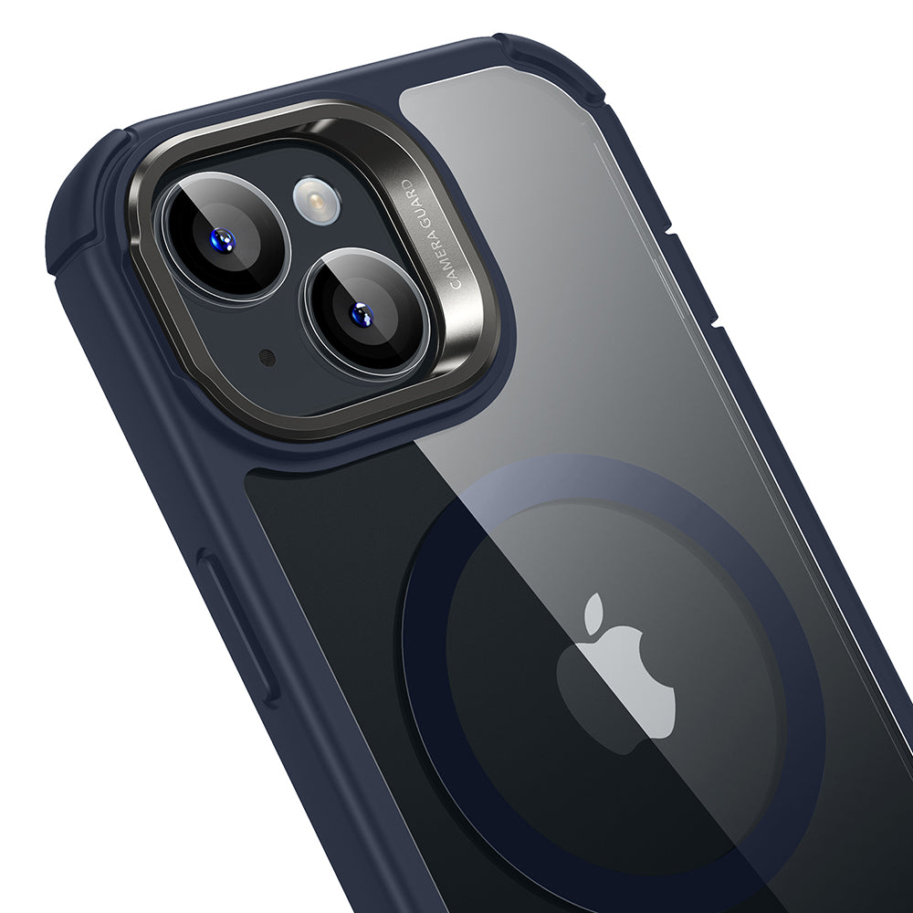 MagSafe hoes voor Apple iPhone 15 Plus, ESR, Armor Tough Kickstand, Transparant Marineblauw