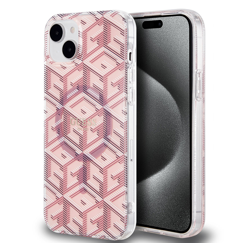 MagSafe Case for Apple iPhone 15 Plus, Guess, IML Gcube, Pink