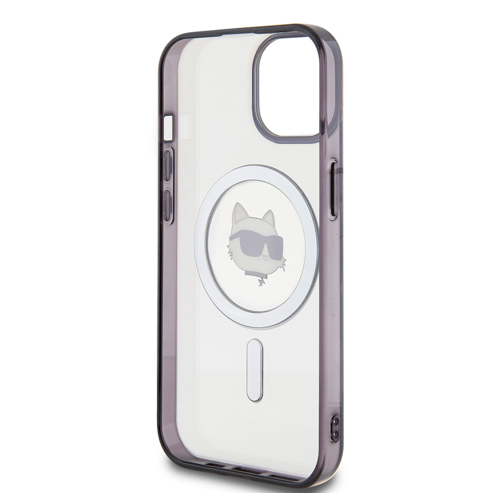 MagSafe Case for Apple iPhone 15 Plus, Karl Lagerfeld, IML Choupette's Head, Transparent